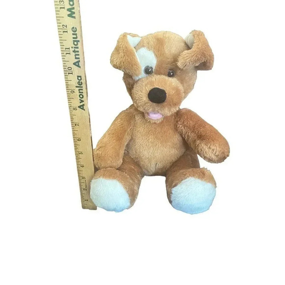 BAB Patches Brown Sugar Puppy Dog White Eye Patch 14" Pink Tongue Stuffed Animal - Picture 2 of 12